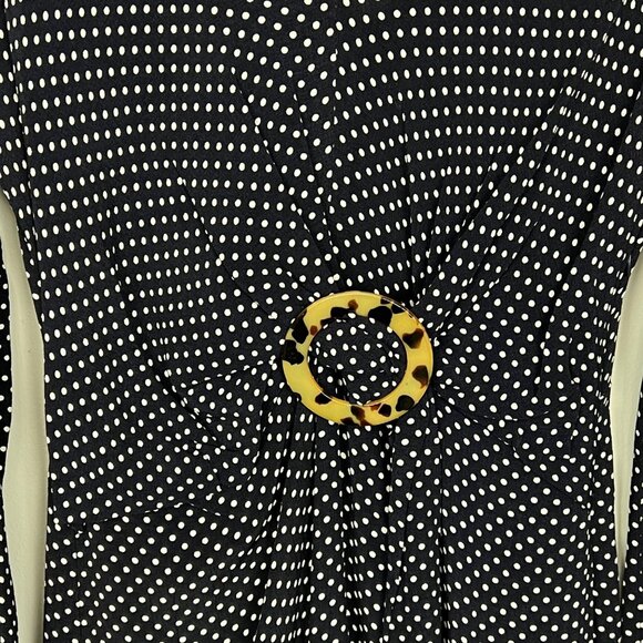 Topshop Womens Blue Polka Dot Long Sleeve Mini Dress Tortoise Ring size 2 - Picture 4 of 13